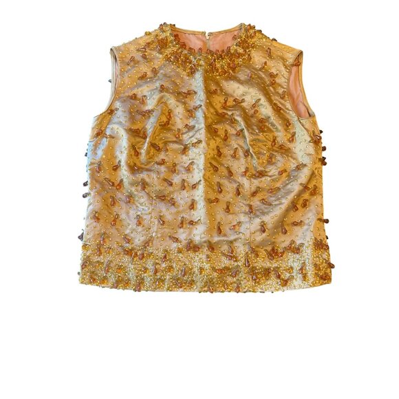 Vintage Angelas Beaded Sleeveless Top Size 40 US Med Glam Holiday - Picture 1 of 5